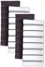 Albany Kitchen Towel 4-Pack Set, Matte Black/White, 16"x26"