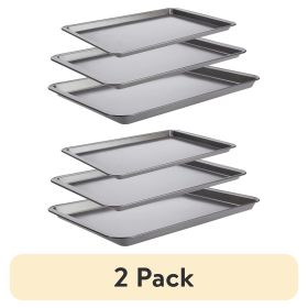 (2 pack) PRO Nonstick Steel 3pc Baking Sheet Set , 17" x 11", 15" x 10" and 9" x 13", Gray