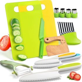 13 Pieces Montessori Kitchen Toys for Toddlers-Kids Cooking Sets Real-Toddler Toys Set for Real Cooking with Plastic Children Safe Knives Crinkle Cutt
