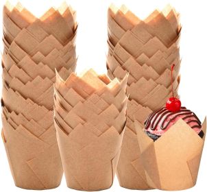 Natural Tulip Cupcake Liners for Baking 200 Cups, Unbleached Parchment paper Muffin Liners, Upgraded Standard Cupcake Wrappers